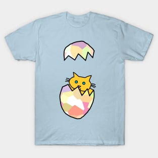 Yellow Cat Popping Out of Funny Easter Egg as Kitten T-Shirt